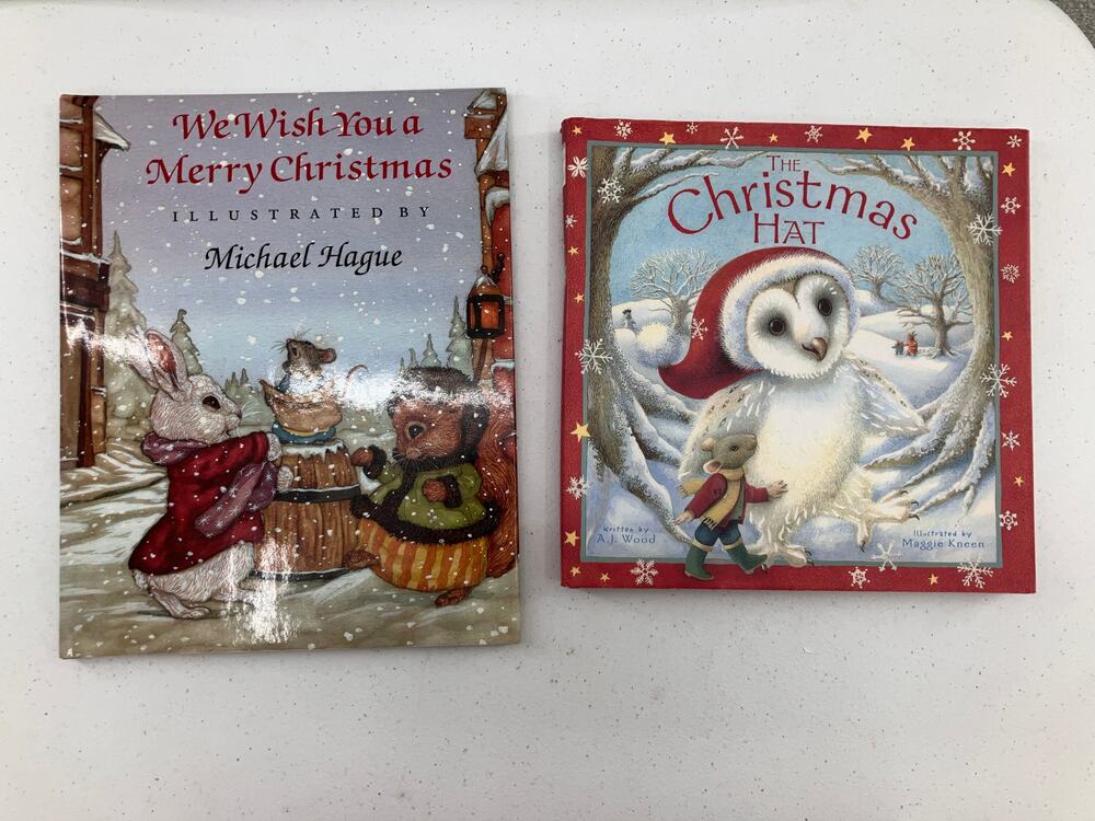 We Wish You A Merry Christmas Hat Mice Owl Animals Hardcover Holiday Book Set
